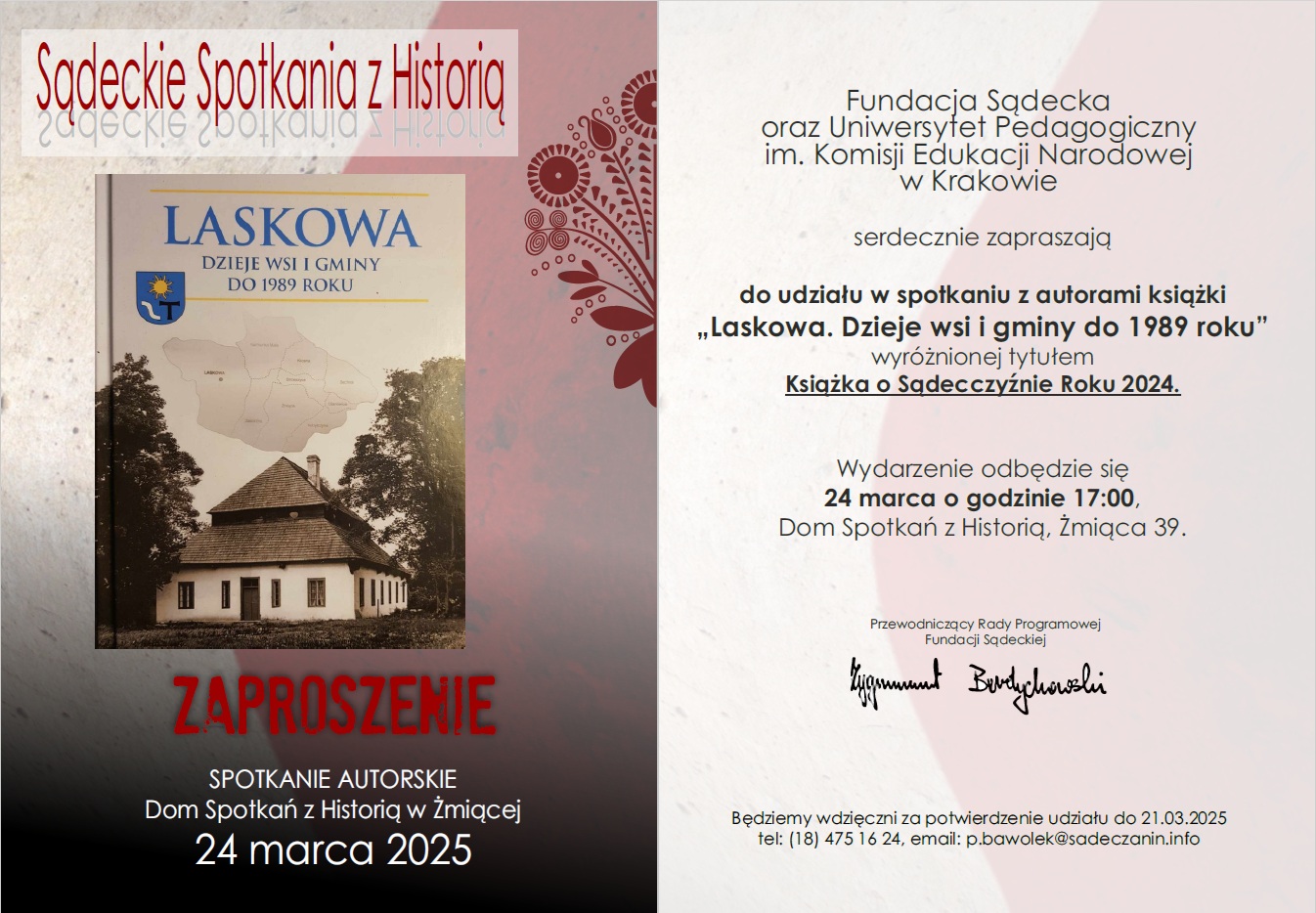Spotkanie z autorami książki - LASKOWA, DZIEJE WSI I GMINY DO 1989 ROKU